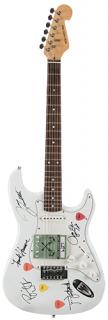 Appraisal: Tesla Band Signed Guitar White-finish New York Pro eclectic six-string