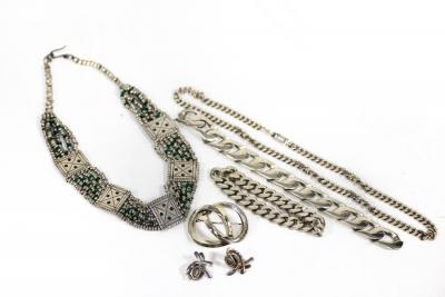 Appraisal: Two silver necklaces two bracelets a brooch and a pair