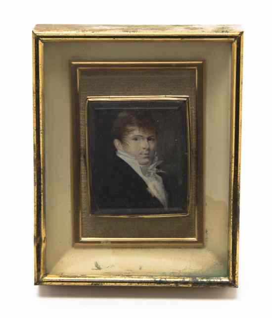 Appraisal: A Portrait Miniature on Ivory mounted as a brooch depicting