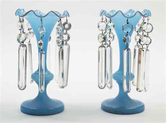 Appraisal: A Pair of Opaline Glass Girandoles each of baluster form