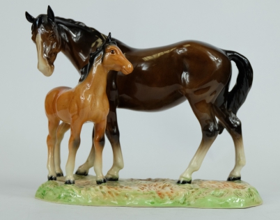 Appraisal: Beswick brown mare and chestnut foal on base