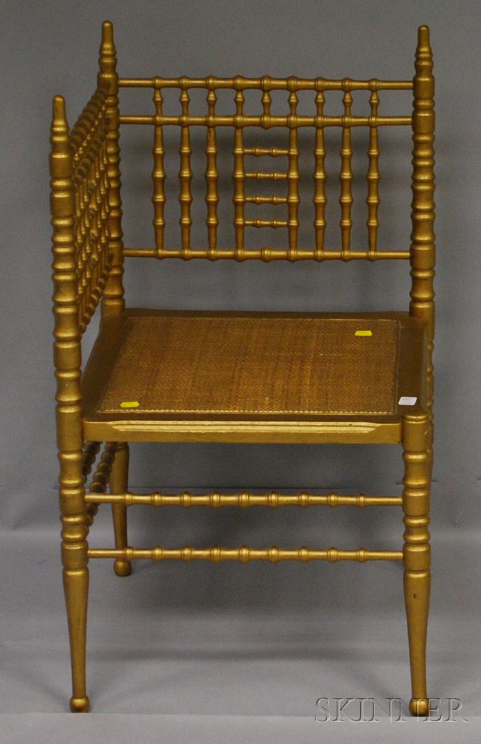 Appraisal: Gold-painted Victorian Aesthetic Faux Bamboo Corner Chair