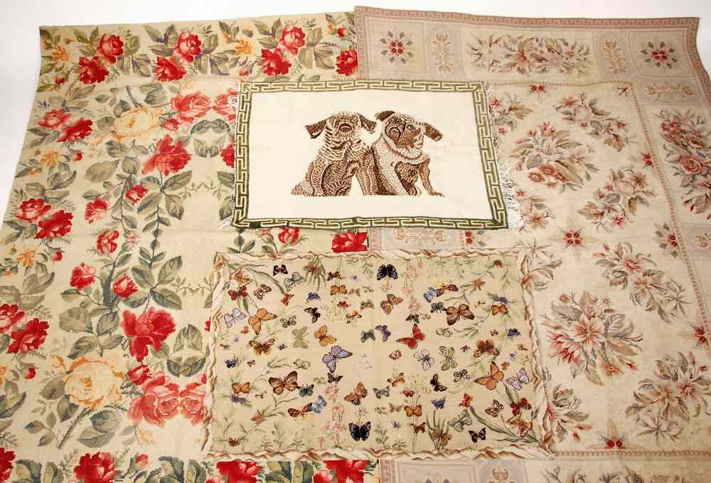 Appraisal: NEEDLEPOINT RUGS - Four Needlepoint Rugs including Petit Point Aubusson