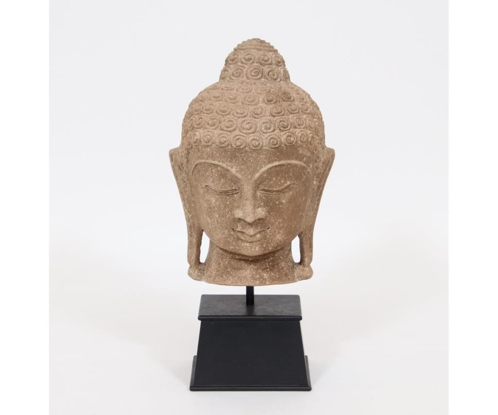 Appraisal: Asian cast stone Buddha head probably th c mounted on