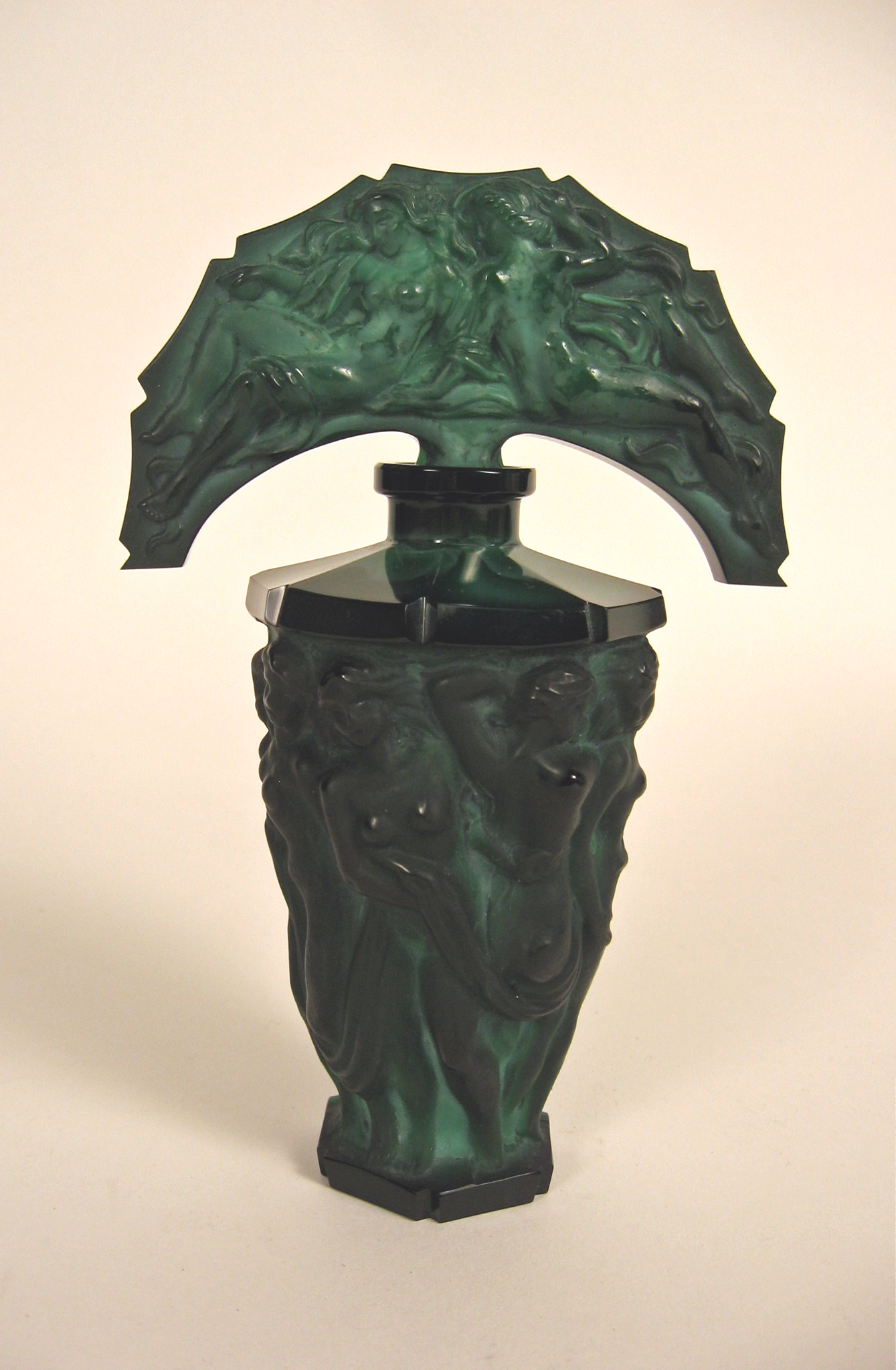 Appraisal: Czechoslovakian 'malachite' glass Art Deco scent bottle circa Decorated throughout