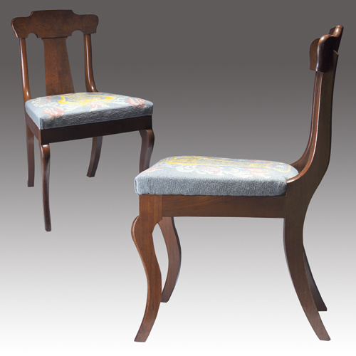 Appraisal: Set of six Empire style mahogany dining chairs with needle