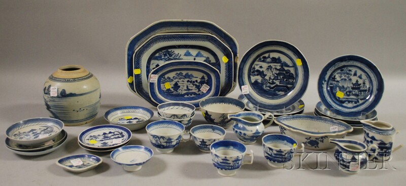 Appraisal: Thirty Pieces of Chinese Export Porcelain Canton Tableware including three