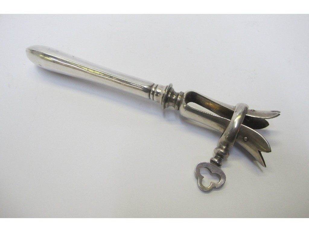 Appraisal: French silver handled manche-a-gigot bone holder