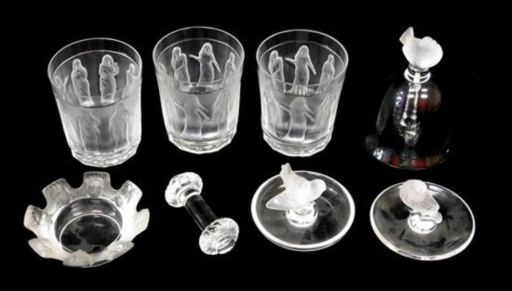 Appraisal: Modern Lalique eight pieces including Les Femmes pieces include three