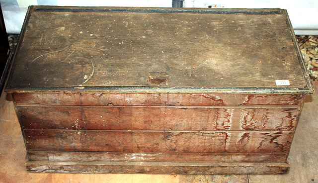 Appraisal: AN OLD PINE BOX containing a collection of antique pewter