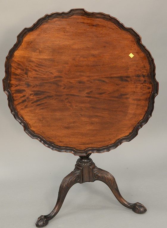 Appraisal: Mahogany piecrust birdcage tilt top table ht in dia in