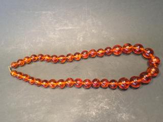 Appraisal: OLD Chinese Amber Necklace long Bggest bead diameter OLD Chinese