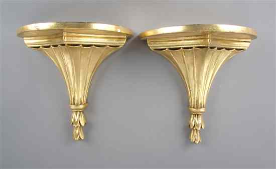 Appraisal: A Pair of Gilt Plaster Wall Brackets of fluted form