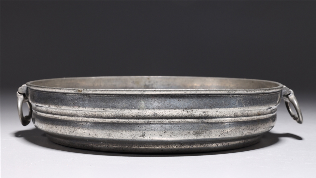 Appraisal: George III pewter dish with handles with receipt from The