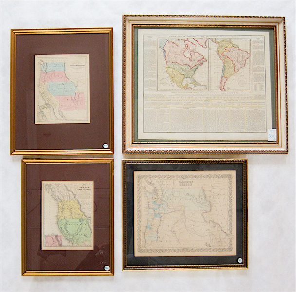 Appraisal: FOUR HAND COLORED MAPS OF THE AMERICAS J H Colton