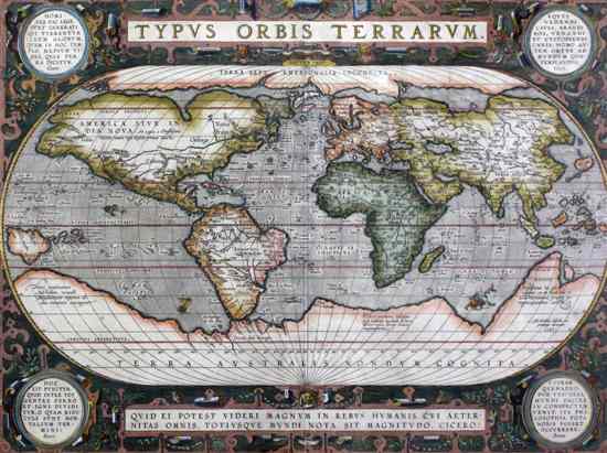 Appraisal: Sebastian Munster - coloured engraving Typus Orbis Universalis x in