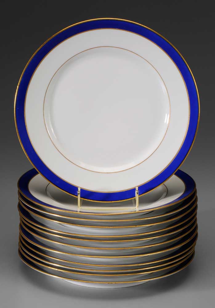 Appraisal: Set of French Porcelain Plates th century white with cobalt