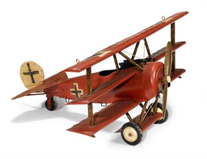 Appraisal: Painted metal model of a triplane Red Baron first half