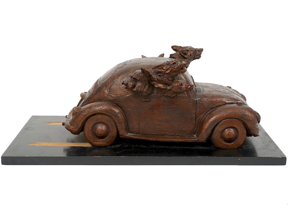 Appraisal: Louise Peterson 'Cruisin' Bronze VW with Dogs Louise Peterson U