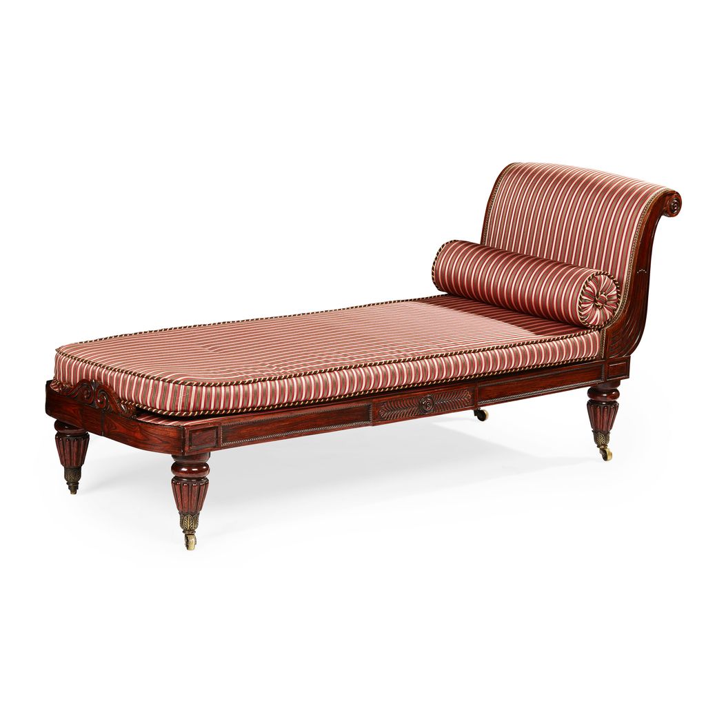 Appraisal: GEORGE IV ROSEWOOD CHAISE LONGUE CIRCA high scroll end above