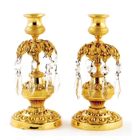 Appraisal: Pair English gilt-brass candlesticks first half th century tulip-form socket