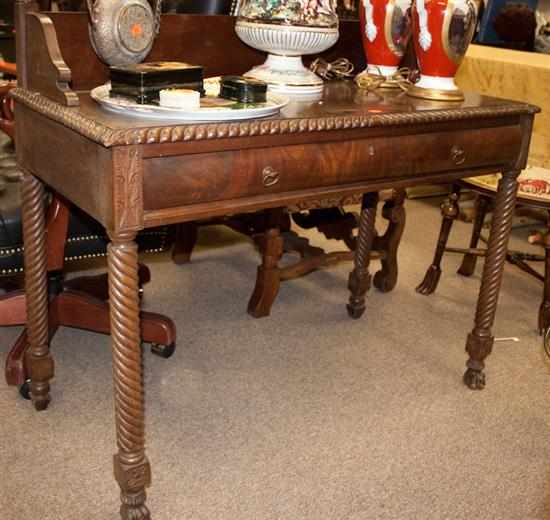 Appraisal: Victorian mahogany writing desk with barley twist legs Estimate -