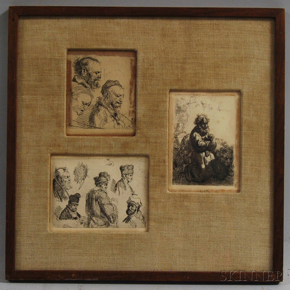 Appraisal: After Rembrandt van Rijn Dutch - Three Reproductions Photo-mechanical facsimiles