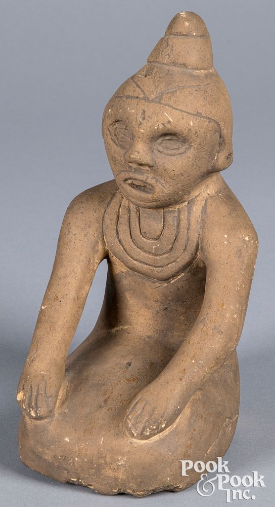 Appraisal: Etowah Native American Indian clay idol of a woman Etowah