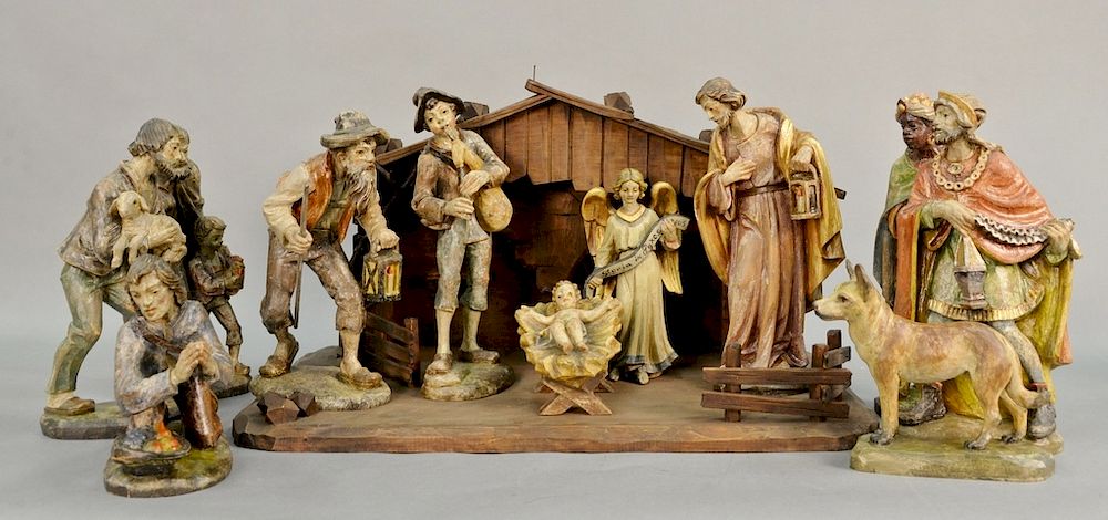 Appraisal: Thirty-two piece lot to include eleven large carved figures some