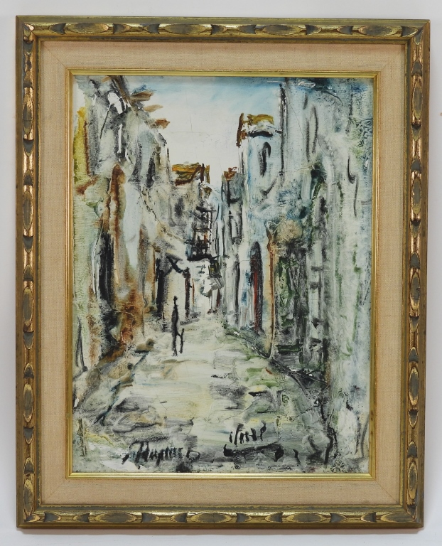 Appraisal: ZVI RAPHAELI ABSTRACT STREET VIEW PAINTING Israel United States Egypt