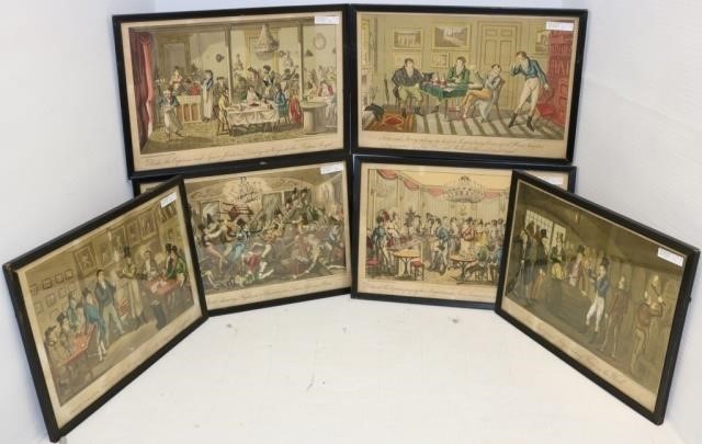 Appraisal: SIX TH C COLORED LITHOGRAPHS AFTER CRUICKSHANK SIGHT SIZE X