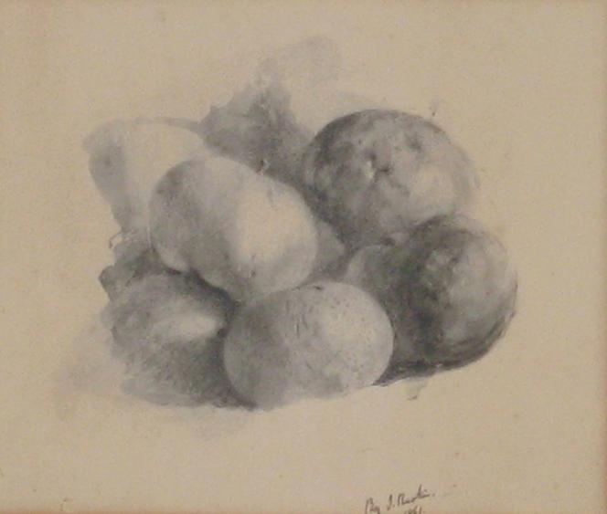 Appraisal: JOHN RUSKIN A study of apples inscribed and dated wash