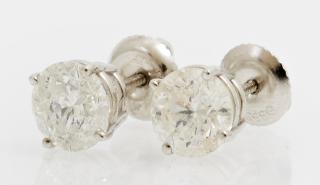 Appraisal: Pair of K White Gold Diamond Stud Earrings each with