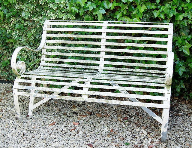 Appraisal: Victorian iron garden benchwhite painted cm