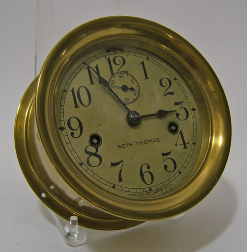 Appraisal: Seth Thomas brass ship's clock with time only double spring