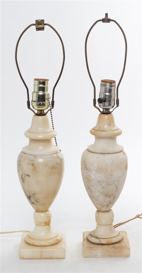 Appraisal: Sale Lot A Pair of Italian Alabaster Table Lamps th