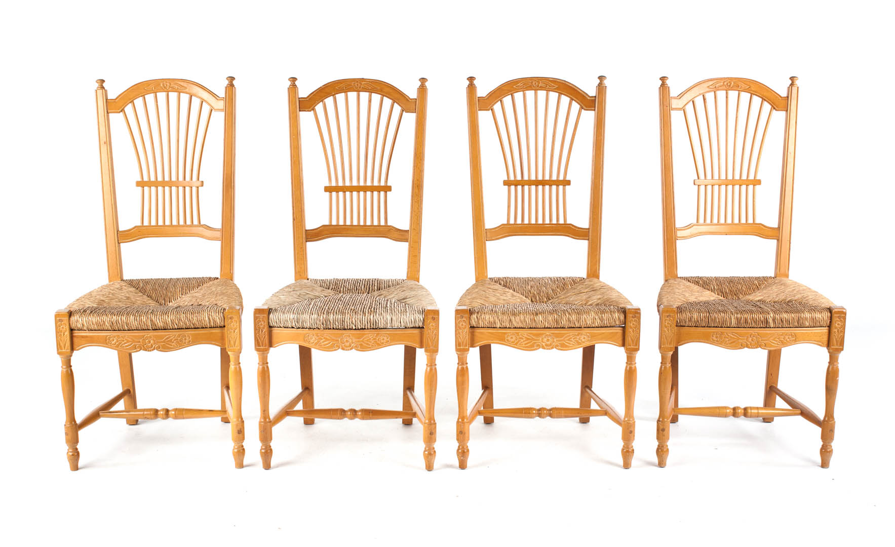 Appraisal: Four French country beechwood side chairs