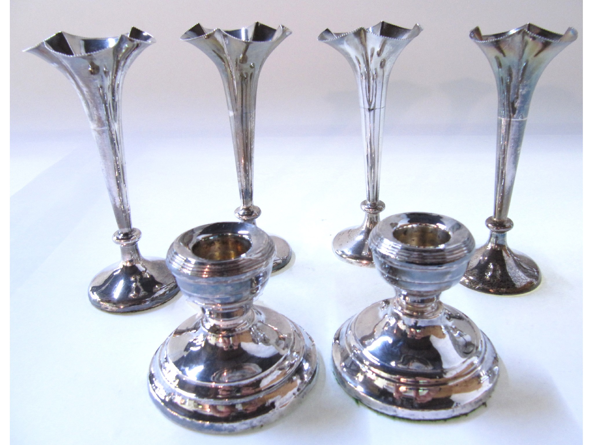 Appraisal: A lot comprising a set of four silver vases and