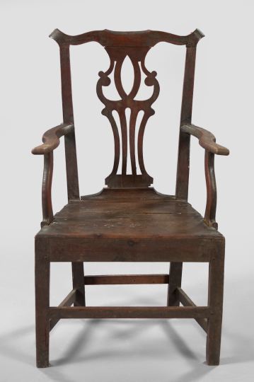 Appraisal: George III Oak Armchair late th century in the Chippendale