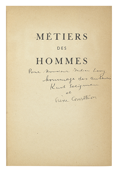 Appraisal: SELIGMANN KURT and COURTHION PIERRE M tiers des Hommes plates