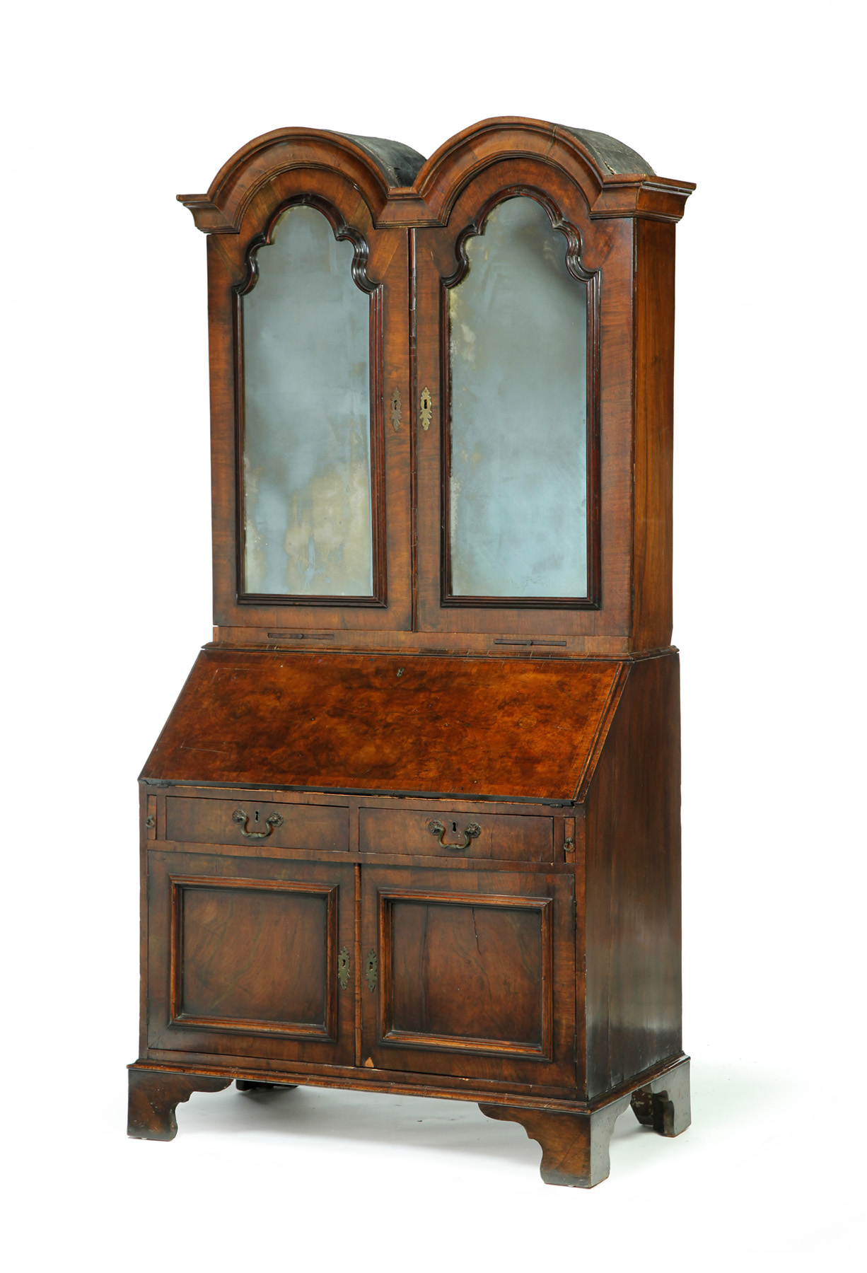 Appraisal: ENGLISH QUEEN ANNE DESK-AND-BOOKCASE First half- th century walnut veneer