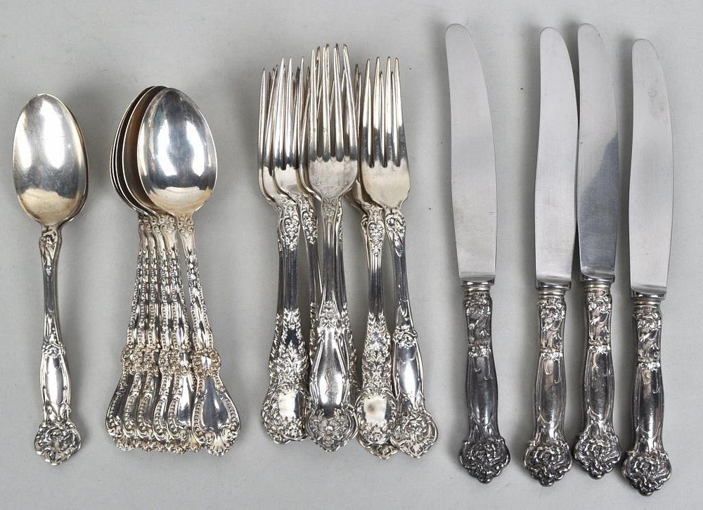 Appraisal: Group Assorted Sterling Flatware Three Patterns Largest long wide Use