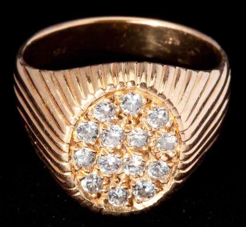 Appraisal: Rose Gold Diamond Cluster Ringfeaturing full cut round diamonds weighing