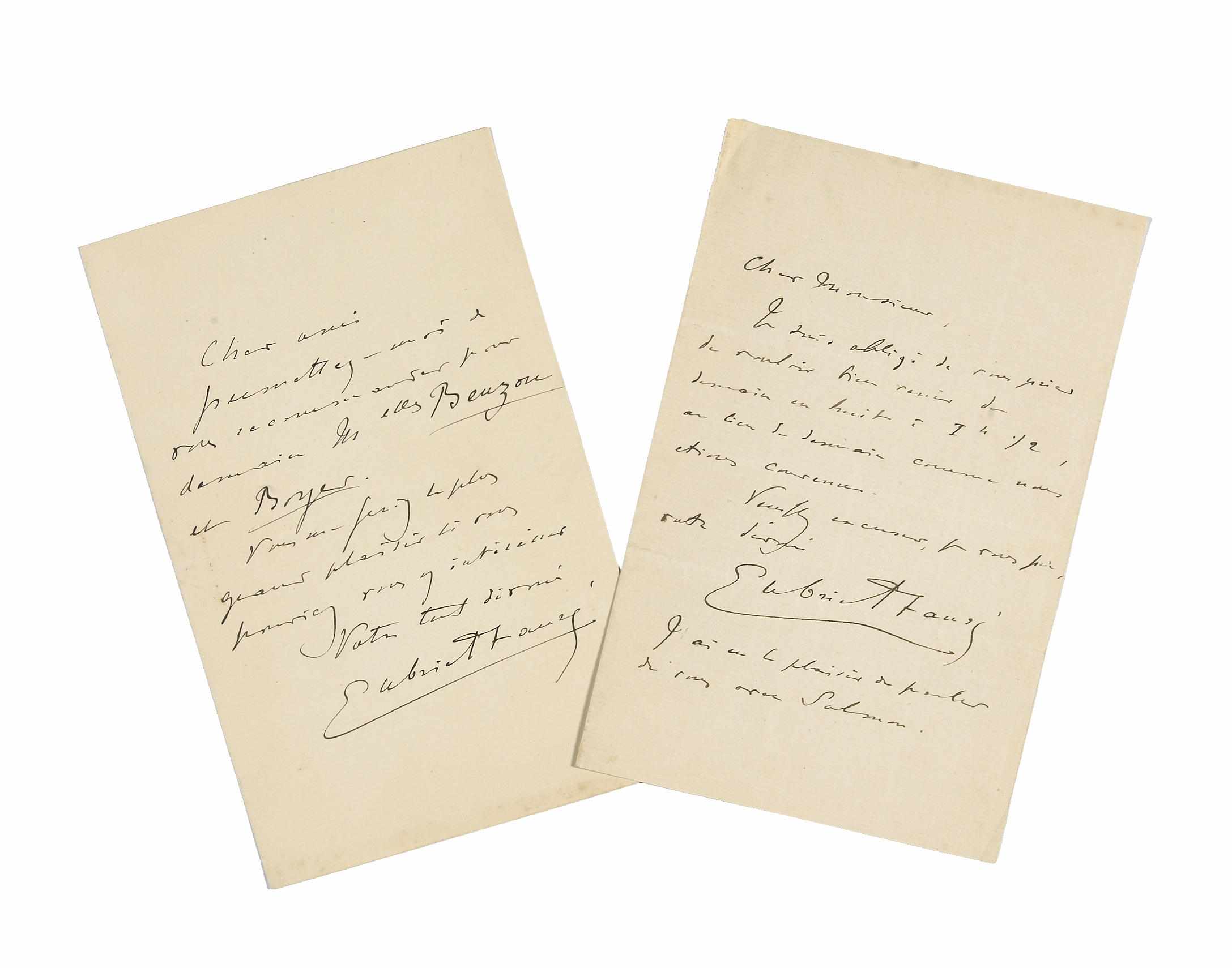 Appraisal: FAURE GABRIEL - Autograph Letters Signed ''Gabriel Faure'' pp vo