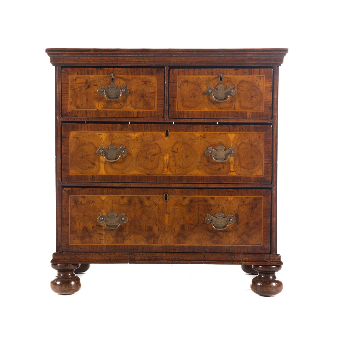 Appraisal: William Mary style oyster bachelor's chest th century banded oyster