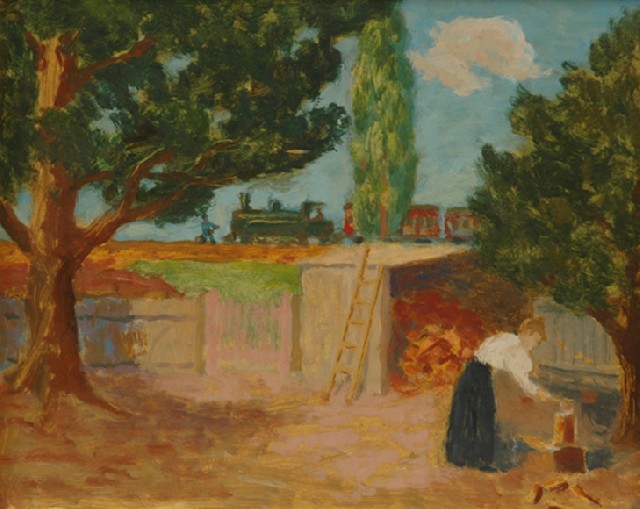 Appraisal: Roland Wakelin - Passing Train oil on board signed and