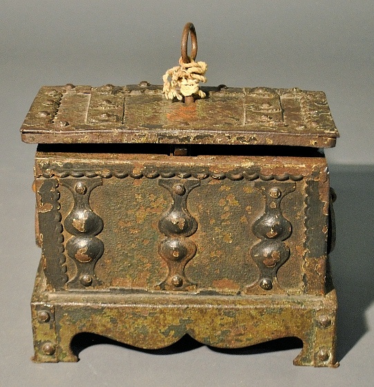 Appraisal: - Continental iron strong box th th c with intricate