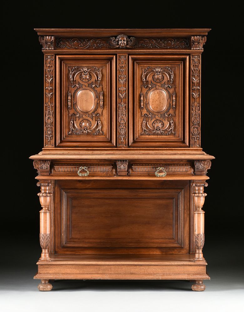 Appraisal: AN ITALIAN RENAISSANCE REVIVAL WALNUT CABINET ON STAND LATE TH