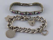 Appraisal: A mixed lot comprising a heavy silver curb link bracelet