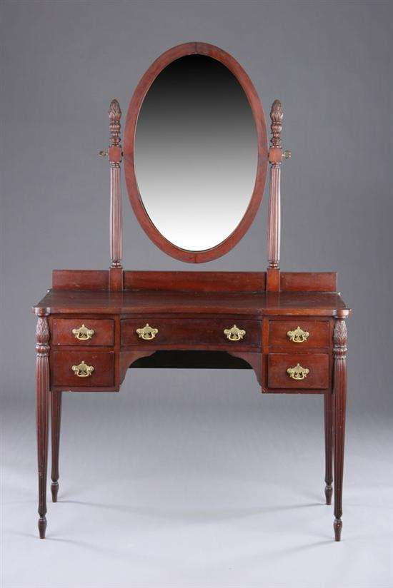 Appraisal: AMERICAN FEDERAL STYLE DRESSING TABLE early th century mahogany Oval